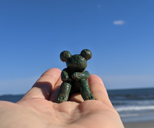 Ceramic Green Froggie, Garden Decor, Indoor Planter Kawaii Home Cute