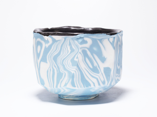 Marbled Porcelain Matcha Chawan, Ceramic Tea Bowl