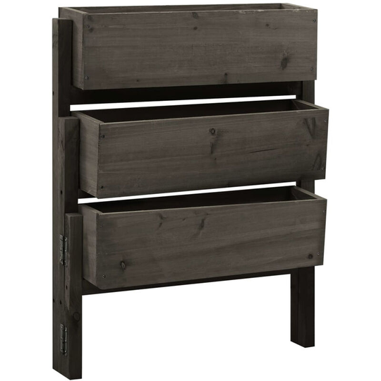 Garden Folding Planter Grey 60x14x75 cm Solid Firwood