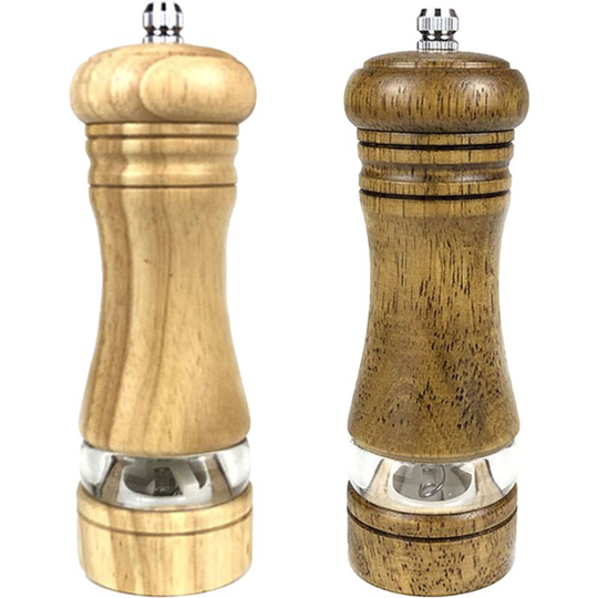 Fvbjd - Salt and Pepper Grinders Set Solid Wood Body Pepper Mill with Adjustable Coarseness Fine to Coarse Antique color + primary color