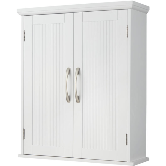 Wooden Bathroom Wall Medicine Cabinet With Adjustable Shelves White EHF-F0007 - White - Teamson Home