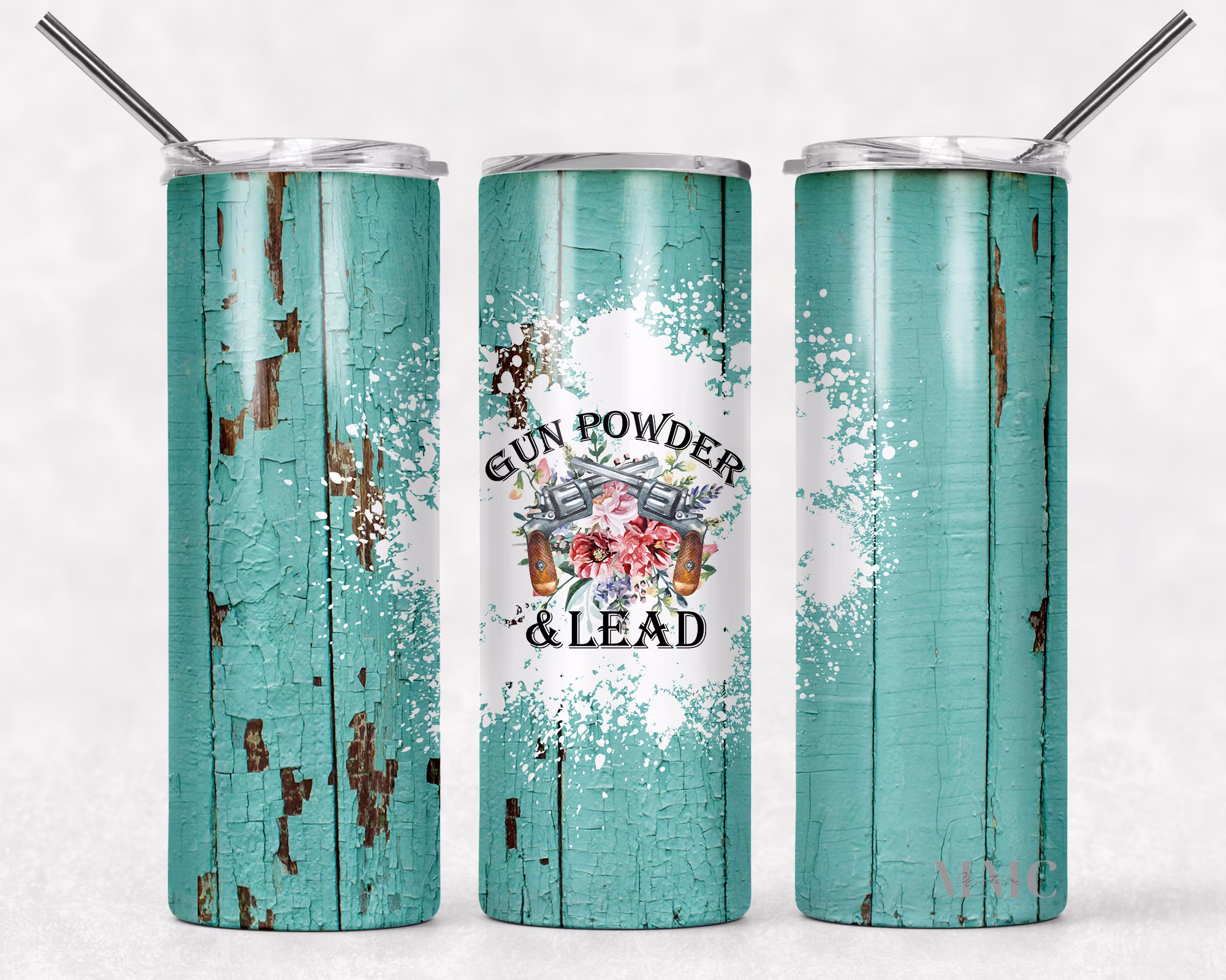 Not A Digital// Seamless//Gun Powder & Lead Teal Woodgrain// Sublimation Transfer// Ready To Press// 20 Oz Skinny Tumbler Transfer
