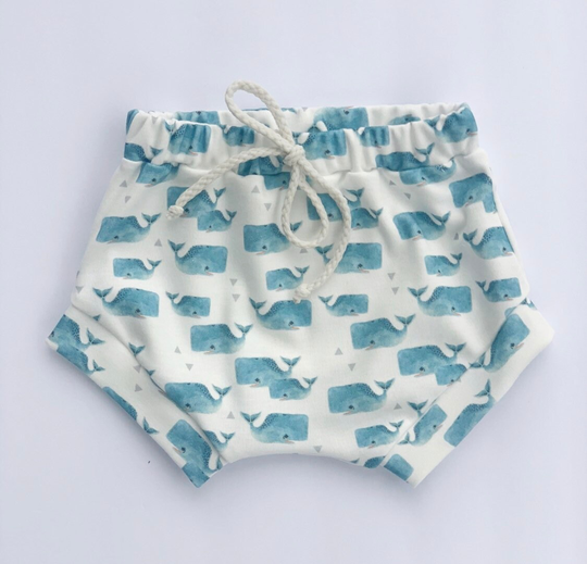 Whale Baby Shorties, Organic Knit Soft Baby Shorties, Boy Shorts