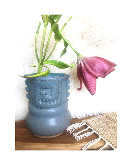 Powder Blue Matte Ceramic Sculptural Vase