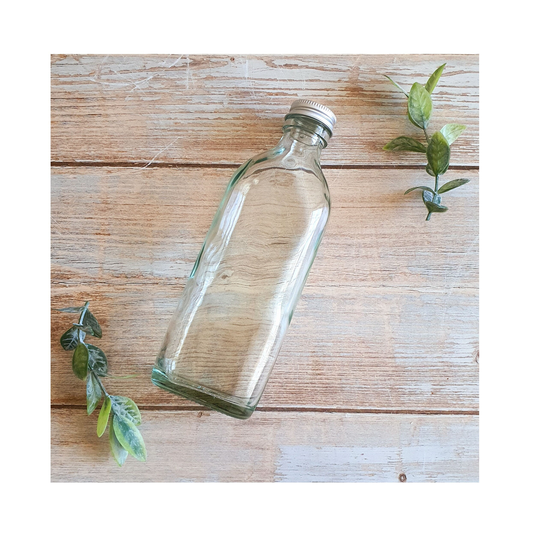 Refillable Clear Glass Bottles Flat Rectangular With Airtight Aluminum Lids - 200Ml On Trend Contemporary Style Sold Empty
