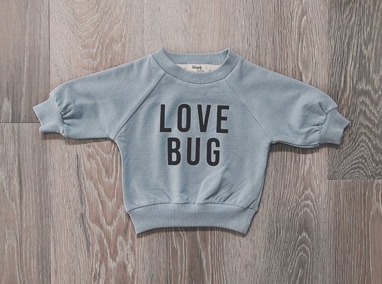 Organic Love Bug French Terry Baby & Toddler Sweatshirt | Crewneck Pullover Clothes With Words Basics, Apparel