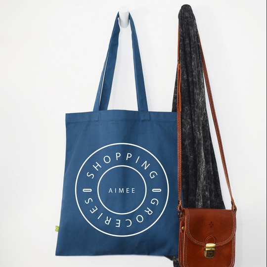 Minimalist Name Shopping Organic Tote Bag - Canvas Personalised Gift Bag Cotton Multicoloured