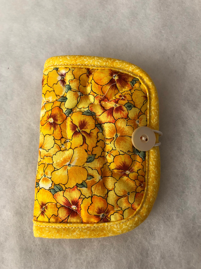 Quilted Needle Book Cover Case Organizer - Yellow Pansies