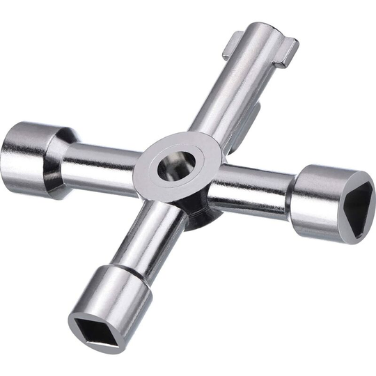 4 Way Multifunction Utility Key for Electric Water Gas Box Medicine Cabinet Key Opener, Silver