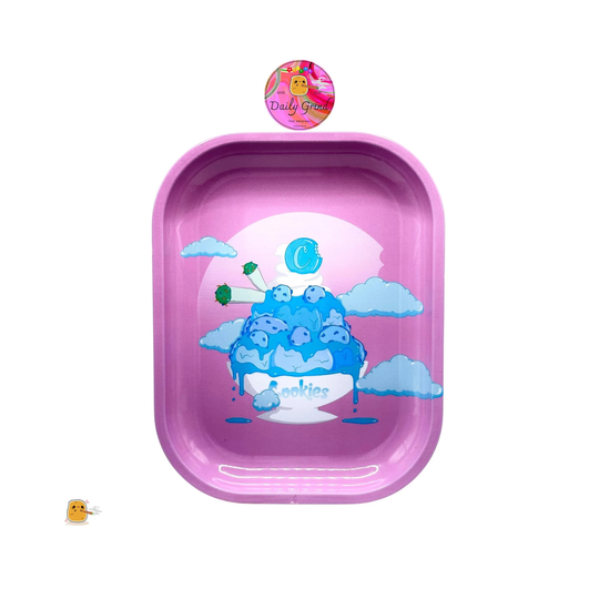Cute Ice Cream Cookies Purple Stoner - 14x18cm Metal Herb Rolling Tray For Bits & Pieces, Jewellery, Crystals, Christmas Gift