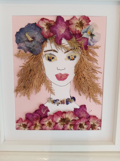 Pressed Flower Art. Picture. Flower Nature Fairy Wall Fantasy Whimsical Theme. Gifts For Her