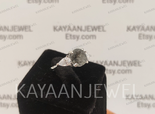 2.0 Ct Salt & Pepper Round Cut Diamond Engagement Ring in 925 Sterling Silver, Three Stone Ring, Gift For Her, Salt Ring, Gifts