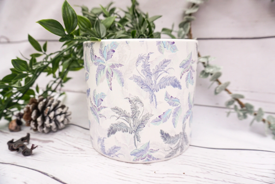 Faded Leaf Ceramic Pot, 14cm Decorative Plant Pot/Fern Gift For Mum Indoor Leaf House