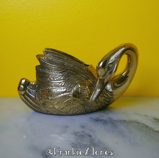 Brass Swan Cup | Organizer Planter Napkin Holder