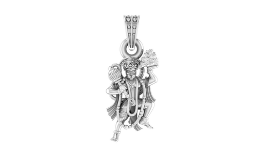 Hanuman Sanjeevni Booti Sterling Silver Pendant | Flying Health Cure Jewellery For Men & Women