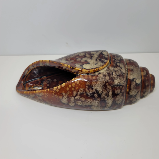 stunning Drip Glaze Wall Hanging Cone Shell Planter/Vase. Marked Xh On The Back 11"X 5