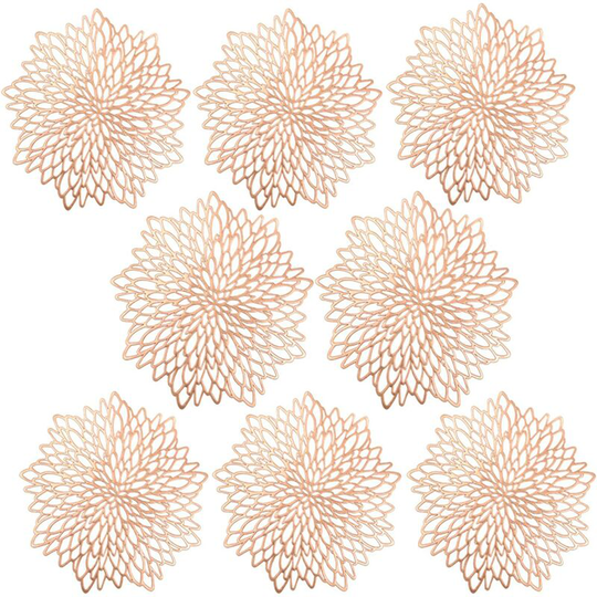 Set of 8 Placemats, Table Placemats Decor Washable Heat Resistant Hollow Insulated Coaster Mats Heavy Duty pvc Table Mat for Christmas Wedding